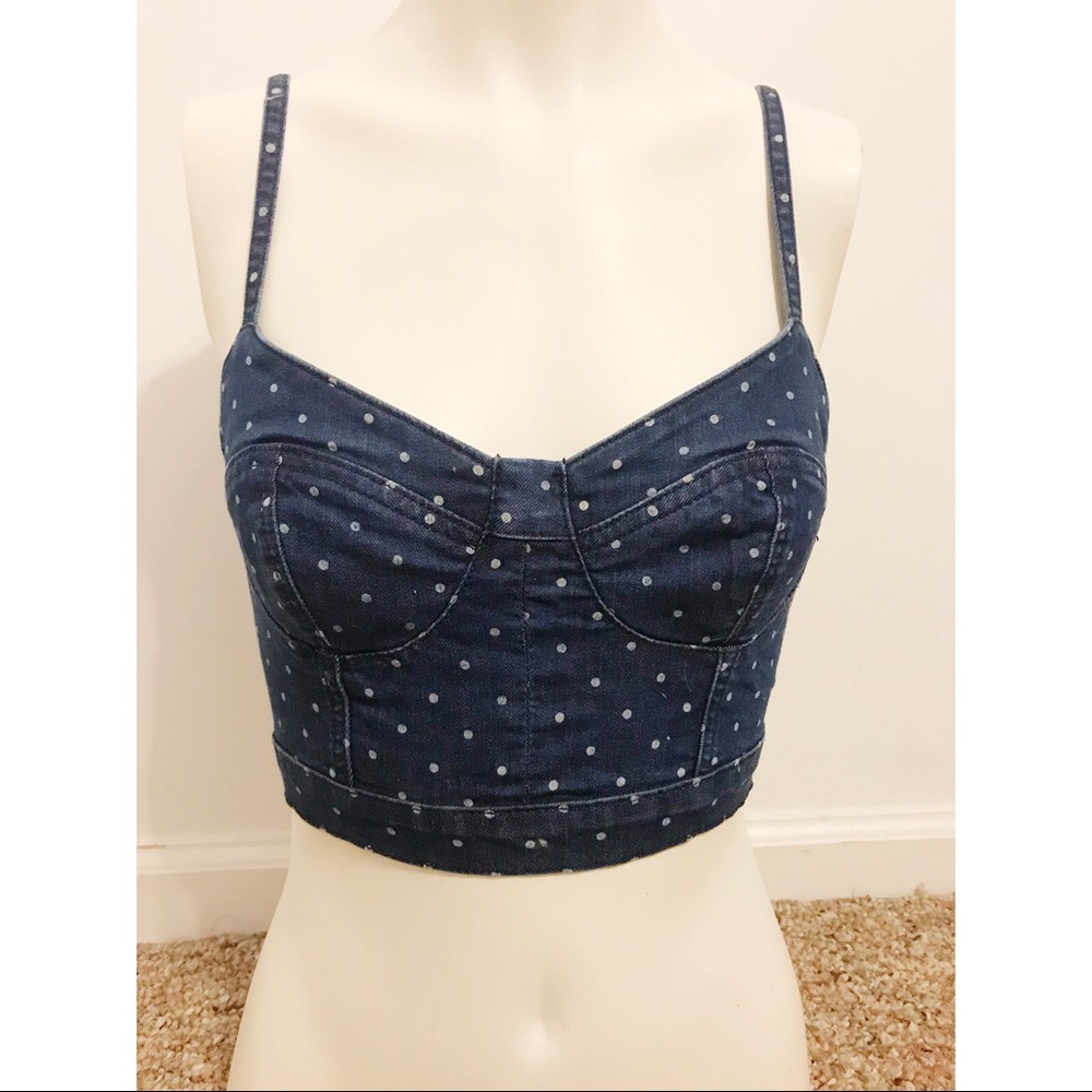 Garage Denim Polka Dot Bustier (Size XS)